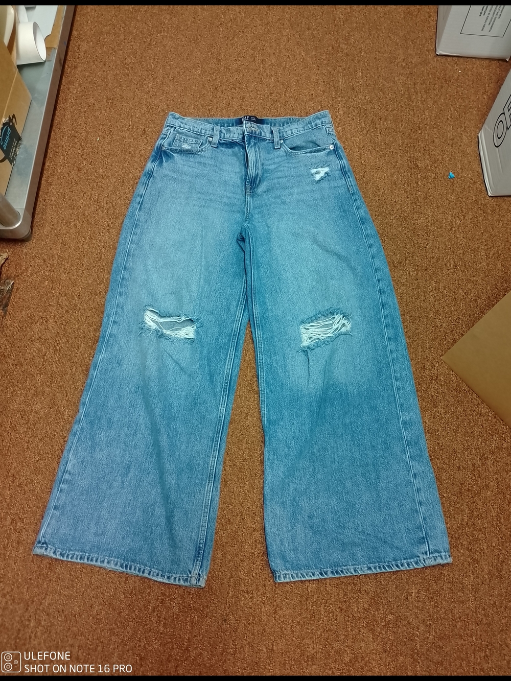 GAP Light Blue Wide-Leg Distressed Jeans